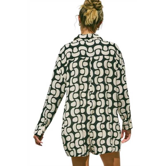 NEW ILLA ILLA jane button down romper in ivory/black - Picture 2 of 3